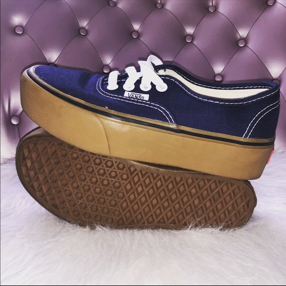 New Women’s Authentic Platform Vans Navy Sz 5 - Picture 2 of 4